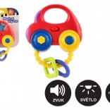 Zvečka u obliku autića sa svjetlom i zvukom, plastika, 10 × 11 cm, na baterije, 3m+