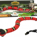 Interaktivna zmija na dodir, crvena s crnim prugama