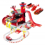 Vatrogasna garaža, 3 razine s dizalom, auti + helikopter, 74 komada