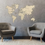 Drvena zidna 3D karta svijeta XXL prirodne boje