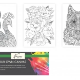 Predcrtano platno za slikanje 20 × 15 cm – vuk, paun i buket