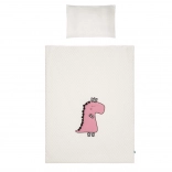 6-dijelna dječja posteljina za krevetić BELISIMA Dino 3D, kremasto ružičasta 100 × 135 cm