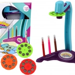 Projektor za crtanje s 3 izmjenjiva diska i flomasterima, ljubičasti