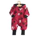 Bebi bodi od pamuka s kapuljačom i ušima NEW BABY Paw, tamnoružičasti