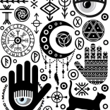 Naljepnice za peglanje – mistični simboli, veliki arak 20 × 30 cm