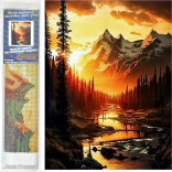 Dijamantno slikanje - Planinska rijeka u zalasku sunca 30x40 cm