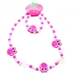 Set ogrlice i narukvice sa sovićama od drvenih perlica