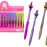 Kuglična olovka sa zečićem i kristalićima, plava tinta 0,7 mm, mix boja