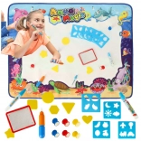 Aqua Magic vodena podloga za crtanje XXL sa setom žigova i šablona 100 × 80 cm