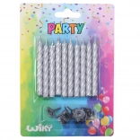 Set svjećica s držačima, srebrna, 10 + 10 kom