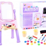 Dječja dvosmjerna magnetna i kredna slikarska stalna ploča – Ružičasta