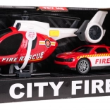 Vatrogasni set helikopter i auto sa svjetlima i zvukovima