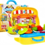 Prijenosna dječja kuhinjica food truck 3+ s koferom na kotačićima i priborom