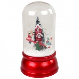 Božićna staklena kugla sa snijegom i DJEDOM BOŽIĆNJAKOM, crvena, LED i glazba