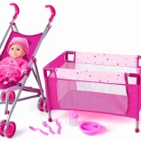 WOODY dječji set s kolicima i krevetićem