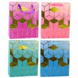 Poklon-vrećica s geometrijskim zlatnim uzorkom 32 × 26 × 12 cm