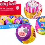 Meki loptic s zvečkom Životinje Voće 10 cm