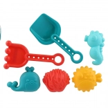 Plastični set za pijesak za djecu s lopaticom, grabljicama i kalupima u mrežici