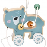 Drvena igračka na povlačenje s kuglicama - Medvjedić