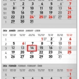 Notique zidni tromjesečni kalendar Krajina, slovačka imena 2026, 29,5 × 43 cm, sivi