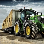 Dijamantno slikanje Traktor s prikolicom John Deere 30x40cm