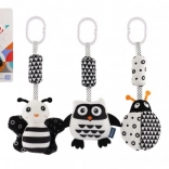 Viseća crno-bijela plišana igračka za kolica i krevetić, 30 cm