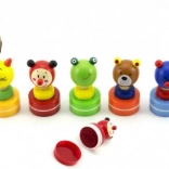 Drveni okrugli žig za djecu, 6 cm – životinjice, mix motiva