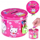 Ružičasta metalna kasica s lokotom Happy Smile